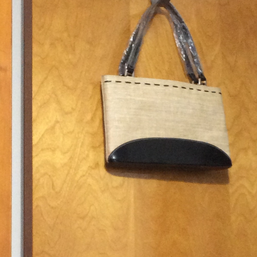 COPY - Black/Straw-like or Burlap Handbag